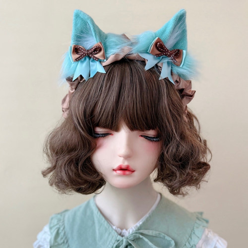 本守造原创蝴蝶结毛绒猫耳发箍