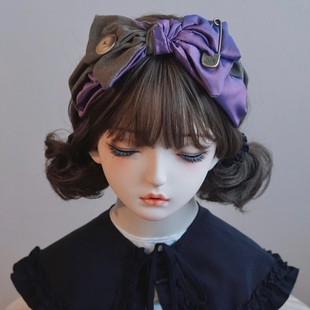 本守造原创手工蝴蝶结发箍头箍增高颅顶紫气