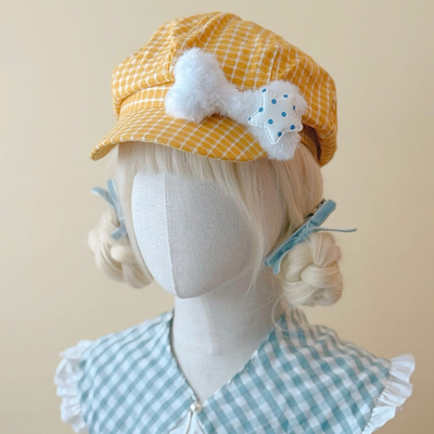 本守造原创毛绒骨头黄格报童帽