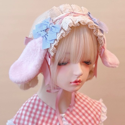 本守造原创蝴蝶结毛绒垂耳兔发带