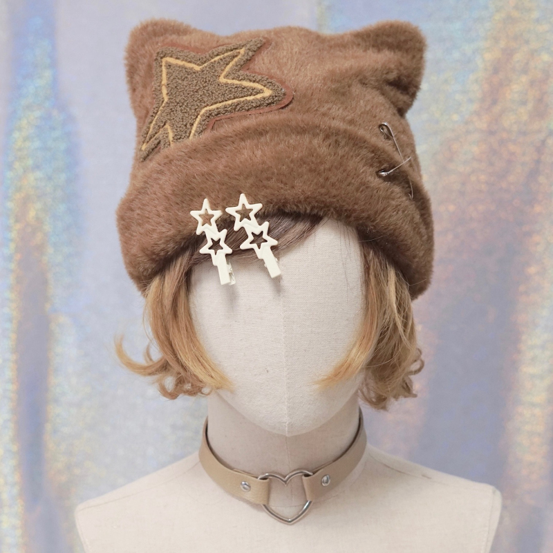 本守造原创大地色系帽子发箍y2k