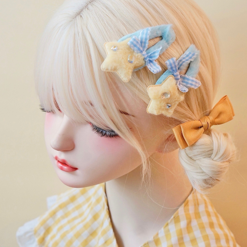 本守造原创蝴蝶结毛绒星星发夹