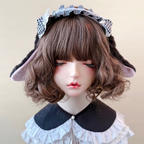 本守造原创格子蝴蝶结小羊发箍