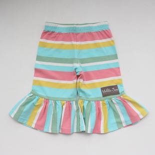 【猫耳】2-16码 美系MJ女童纯棉条纹大脚裤喇叭裤九分裤