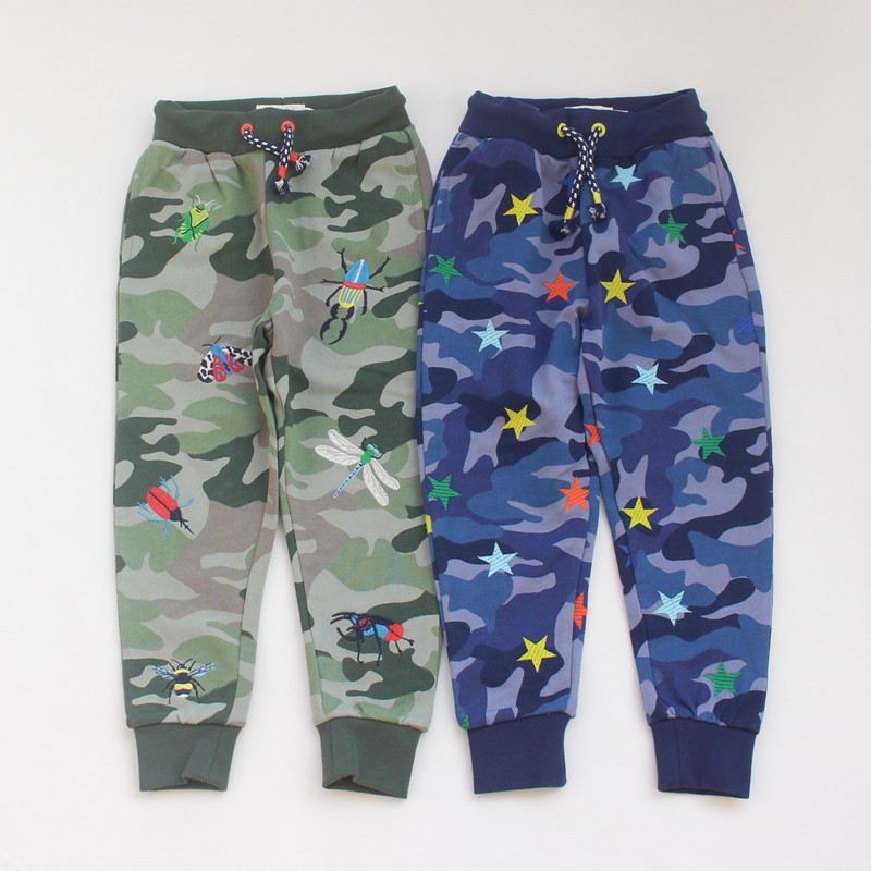 【猫耳】外贸英国B家 儿童全棉毛圈刺绣迷彩慢跑裤春秋运动裤