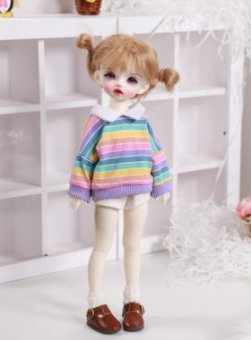 【包邮】BJD.YOSD娃彩虹T恤卫衣短裤套装6分日常百搭