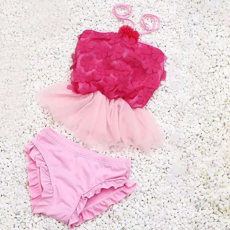 韩国儿童温泉宝宝婴幼小大小裙式比基尼女孩子裙式分体可爱游泳衣