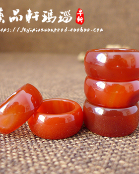 天然玛瑙红色加宽男女款玉石戒指