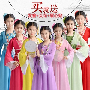 新款白色汉服女童夏季儿童古装小女孩仙女裙春秋改良童装襦裙原创