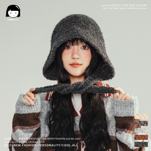 日系复古巴拉法克帽加厚针织毛线帽女保暖韩版斗篷护耳文艺套头帽