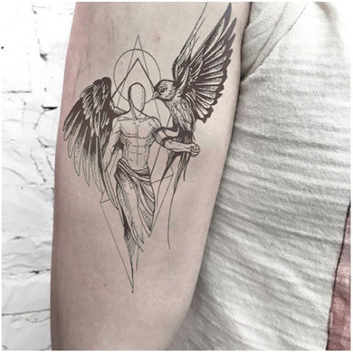 9包邮原创纹身贴 防水男女持久花臂半甲天使翅膀半臂 图腾刺青