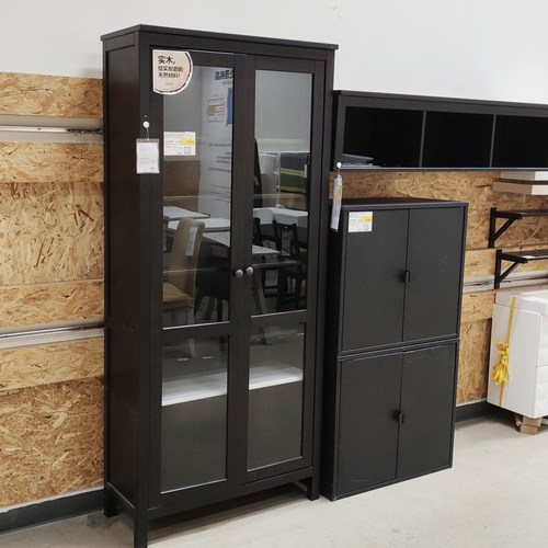 Ikea宜家汉尼斯玻璃门柜展示柜收纳柜储物柜书柜带门辽宁大连 小麦优选