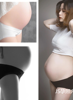 孕妇内裤纯棉低腰无痕黑白色拍照专用孕晚期蕾丝性感写真大码内衣