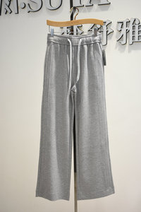 梦舒雅女裤2024春季D2225专柜新品时尚大码松紧腰宽松运动阔腿裤