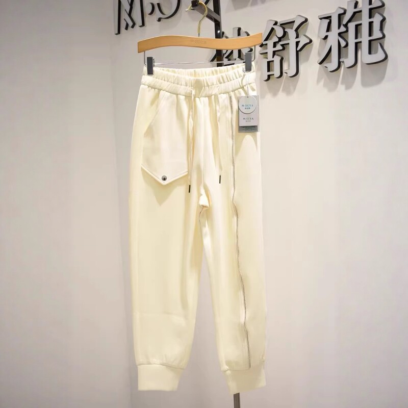 梦舒雅女裤2026夏季专柜新品时尚休闲松紧腰弹力运动萝卜裤QA262