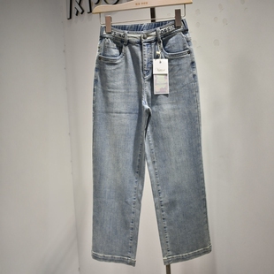 专柜时尚 V美女装 品牌2026春季 新款 M7722 舒适直筒阔腿牛仔裤