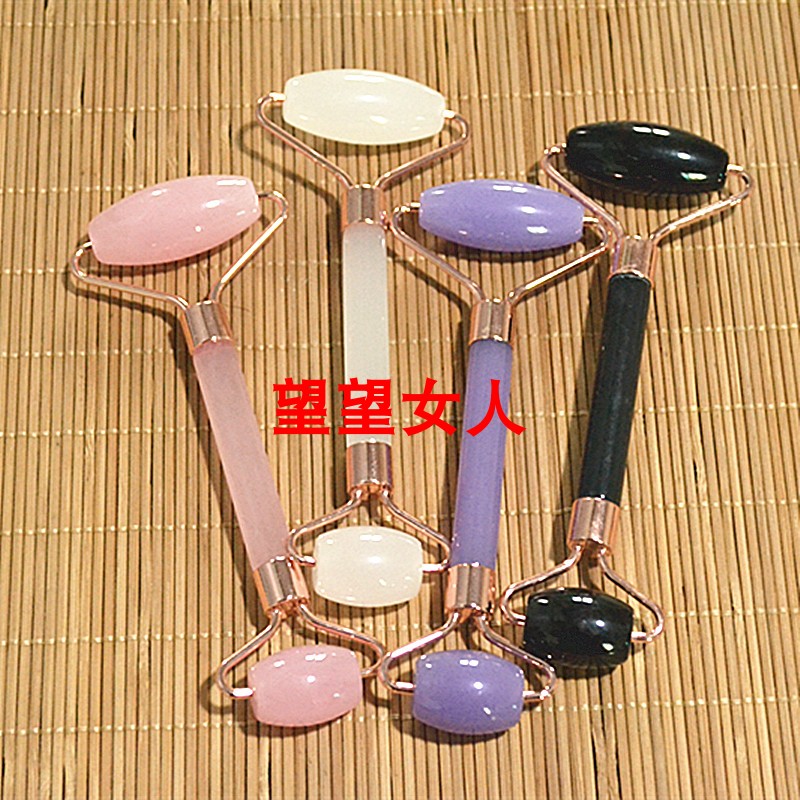 脸部滚轮按摩器提拉神器树脂双头滚珠按摩棒刮痧板套装眼部保健