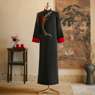 新中式国风男袍伴郎服兄弟团新郎接亲服主持司仪年会演出相声服男