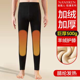 南极人男士保暖裤男款巨厚加绒加厚含羊绒护膝打底东北棉秋裤冬季