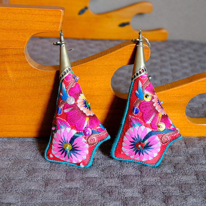 民族风刺绣花耳环女中国风