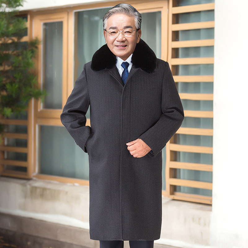 7080岁爸爸冬装外套秋季呢子风衣