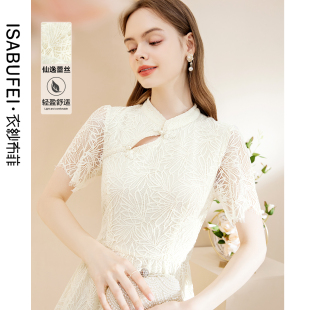 衣纱布菲婉茉中国风旗袍蕾丝连衣裙夏季 浪漫唯美裙子 女新款