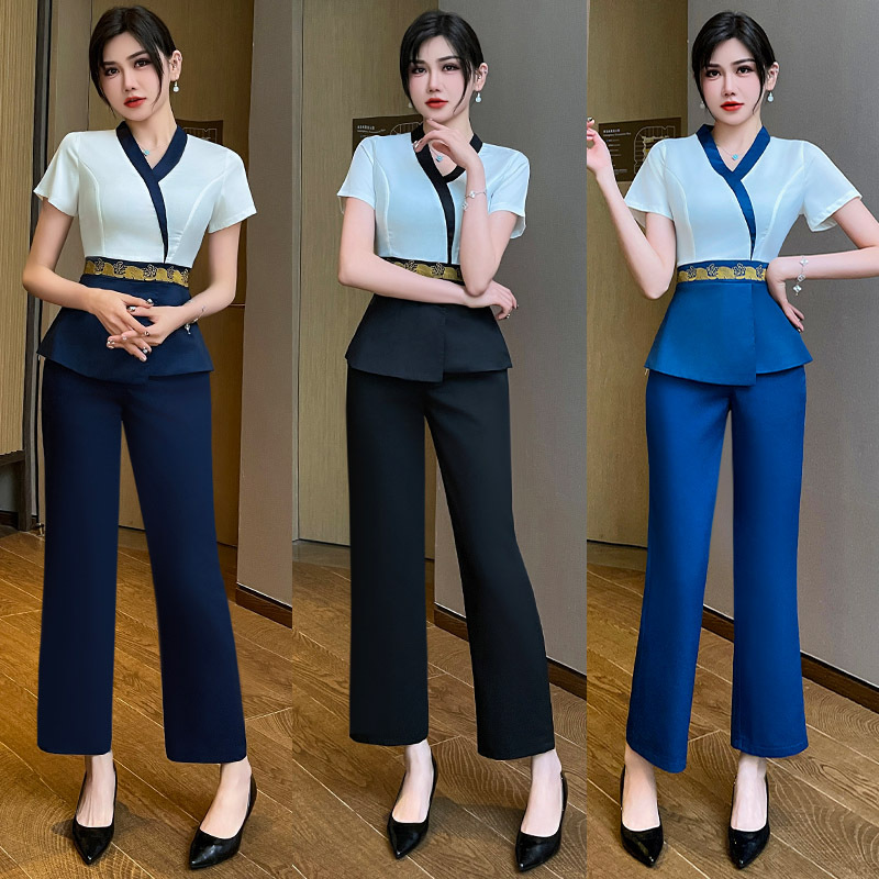 秋冬新款美容院采耳师推拿工作服养生套装足疗SPA沐足按摩技师服