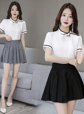 足浴足疗工作服摆裙空姐装女套装性感沐足技师服酒店前台长裤