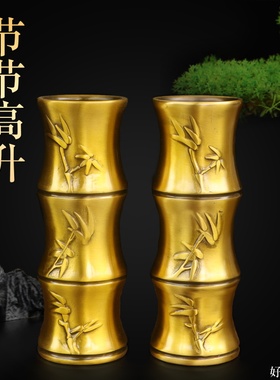 香筒竹节筒一对花瓶摆件百福花瓶