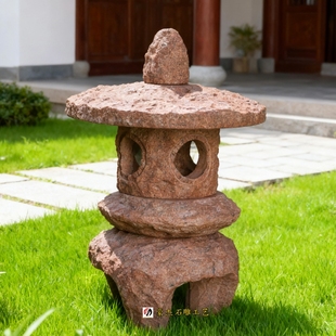 户外仿古石灯笼庭院日式 庭院石头灯天然石雕灯笼园林景观造景摆件