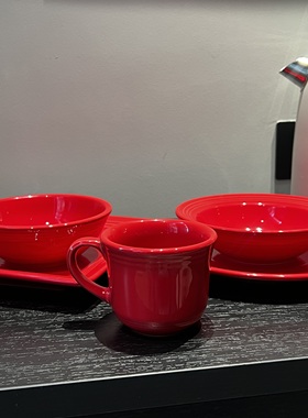 Tuxton红色系列餐盘圣诞红餐盘结婚用碗盘子新年喜庆饭碗酸奶碗