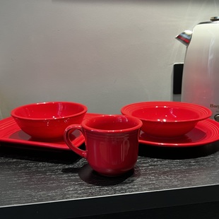 Tuxton红色系列餐盘圣诞红餐盘结婚用碗盘子新年喜庆饭碗酸奶碗