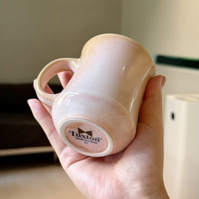 德士敦【脏脏粉】复古风陶瓷收腰马克杯水杯美式奶茶拿铁下午茶杯