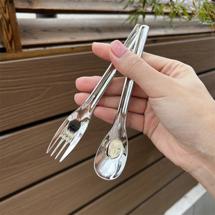 1810不锈钢元宝勺子宝宝吃饭专用儿童餐具学吃训练自主进食勺叉