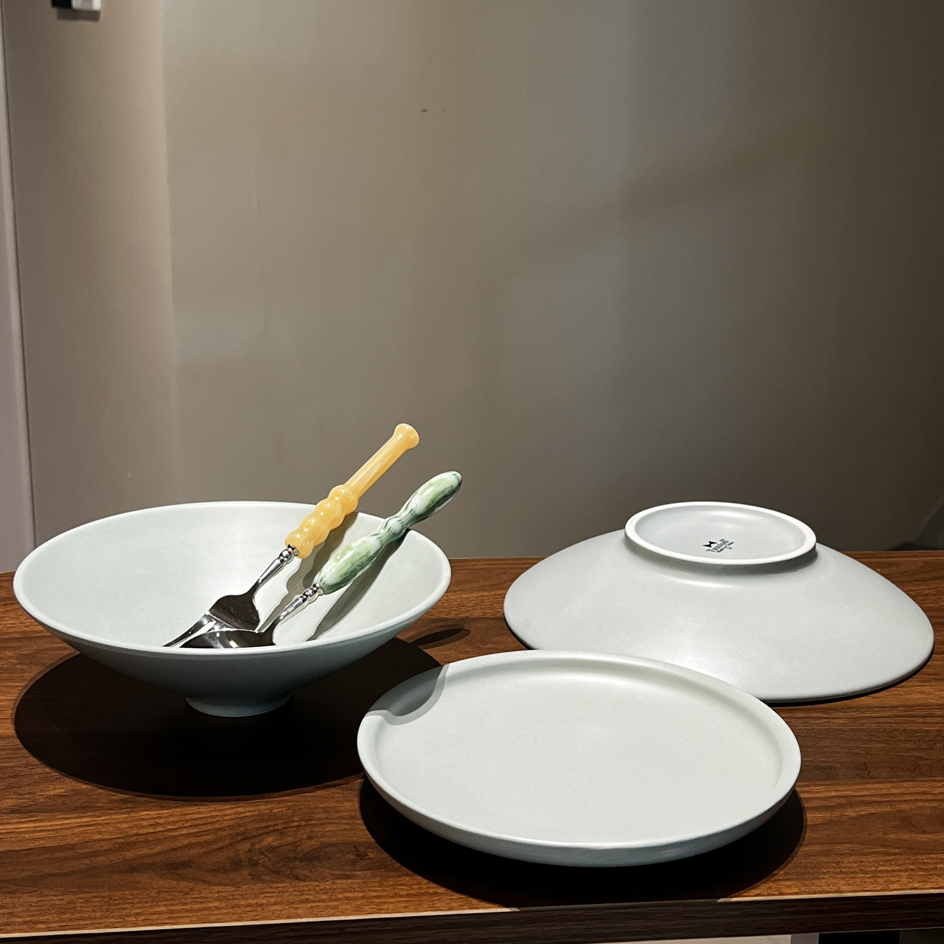 纯手工磨砂高级感沙拉碗天青色西餐摆盘意面碗高颜值水果盘子,餐饮具,盘,淘宝优惠券,粉丝福利购,淘宝优惠卷