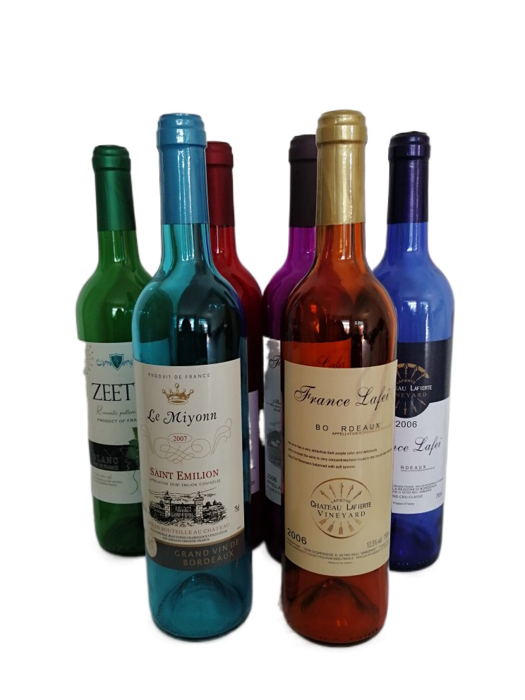 彩色红酒瓶红色蓝色紫色绿橙色玻璃葡萄酒瓶酒吧装饰餐厅灯饰包邮