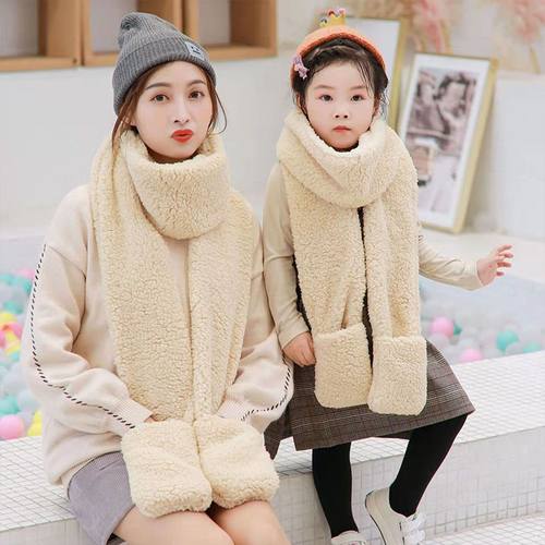 女冬无帽围巾手套一体两件