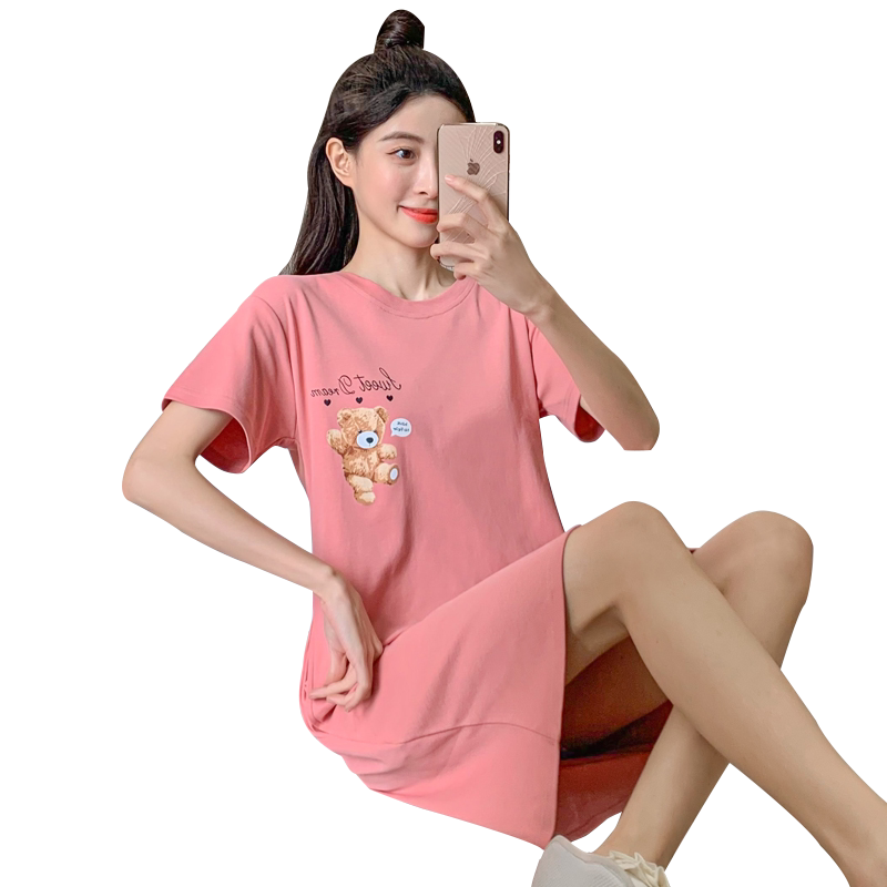 睡衣女夏季短袖纯棉甜美卡通睡裙