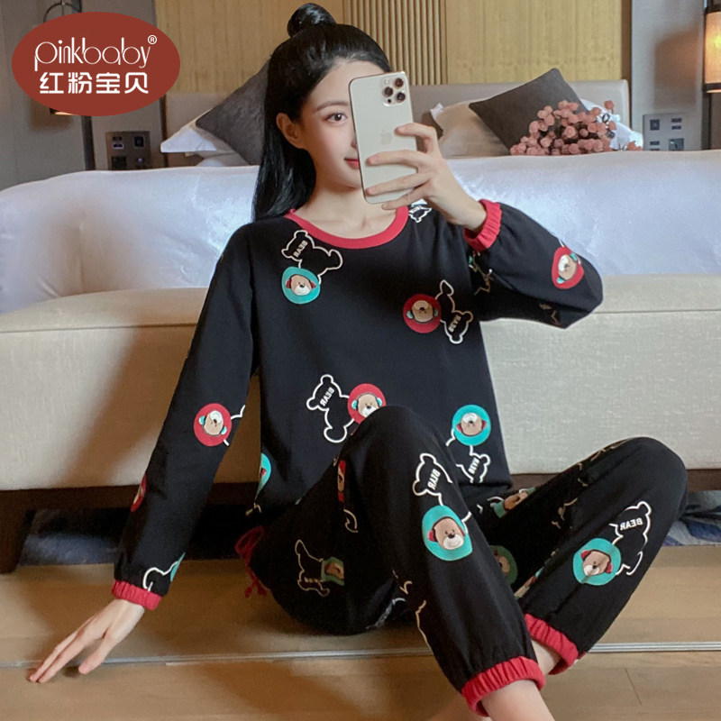 春秋季睡衣女款纯棉长袖高级感卡通套头学生秋天可外穿家居服套装