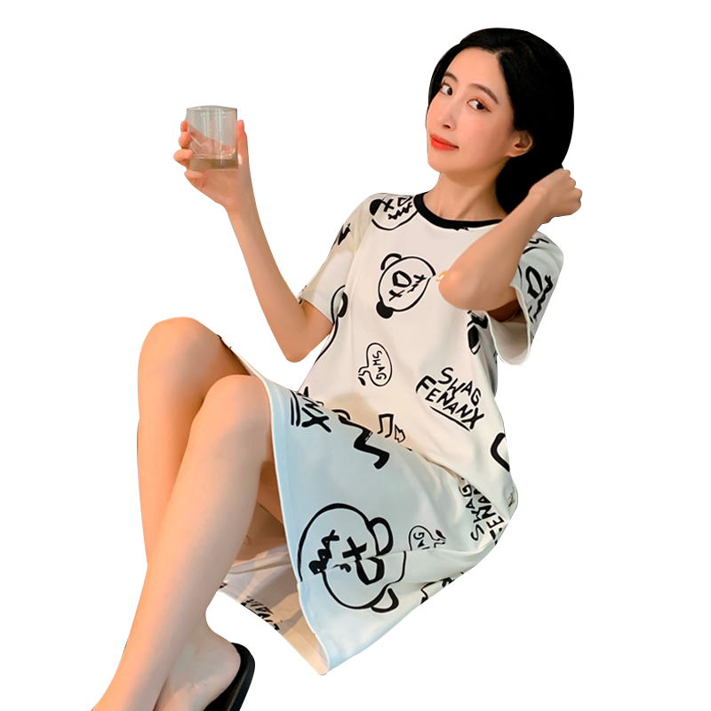 睡裙女夏纯棉卡通可爱学生可外穿