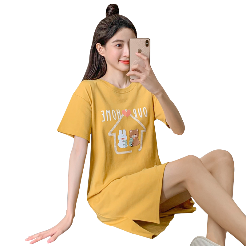 睡衣女夏季短袖纯棉可爱休闲睡裙