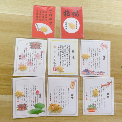 日本浅草御守同款贺卡金钱龟合金小金龟幸运物装饰摆件新奇小礼物