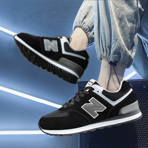 大码黑色运动鞋男2026新款夏季网面透气鞋574休闲旅游耐脏跑步鞋 - 封面