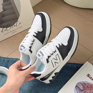 新百伦2026秋冬新款黑白百搭板鞋平底爆款时尚休闲运动鞋子男女款
