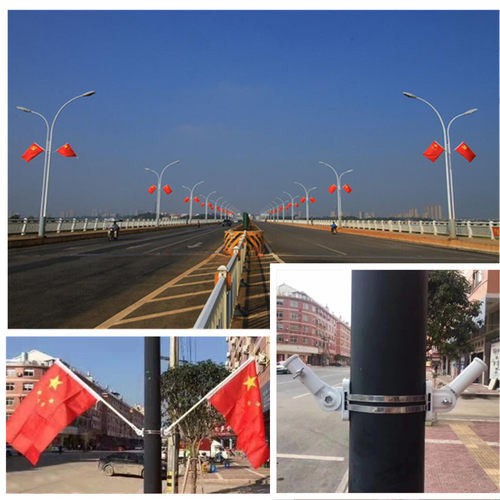 街道线杆斜插 v型红旗 套装 电线杆旗支架  塑料铝合金电线杆旗座