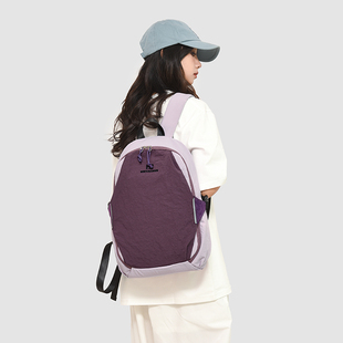 双肩包女2025新款大学生学院风潮流拼色书包休闲大容量背包旅行包