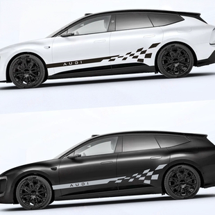 饰贴纸 车身格子侧裙装 适用于奥迪E5_Sportback车贴拉花_个性 改装