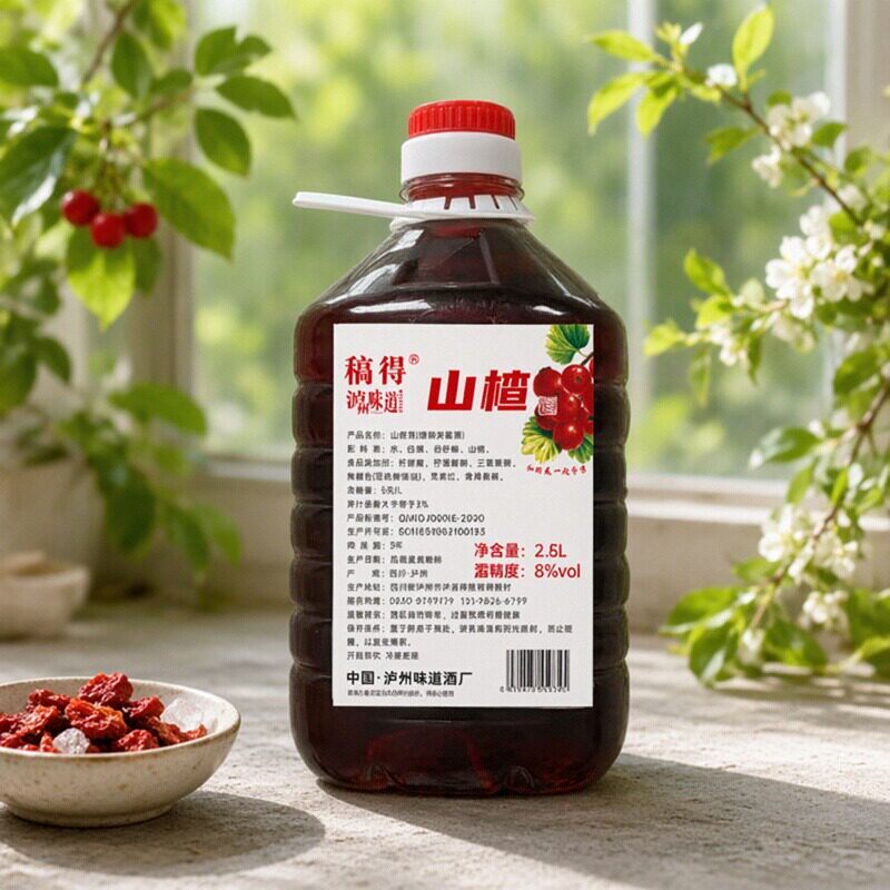 老山楂酒大桶装8度2.5L5斤自酿水果味酒低度微醺酸甜酒女士网红酒