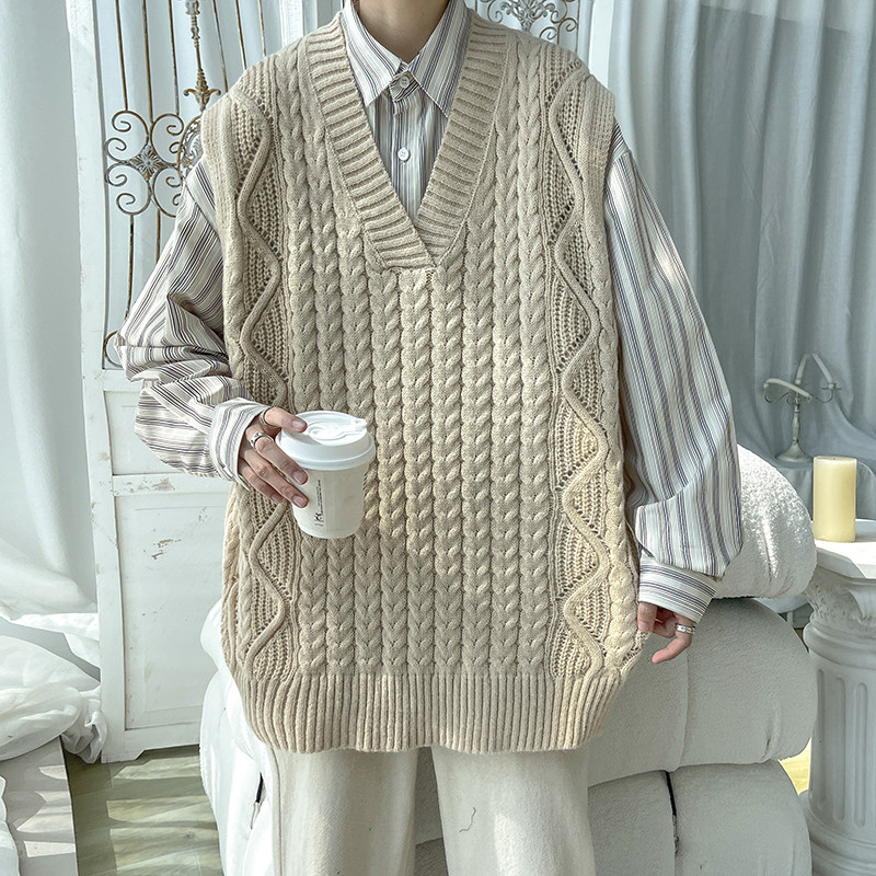 2025秋冬纯色麻花毛衣马甲针织衫D201-DM179-P50,男装针织衫/毛衣,电商D321-1