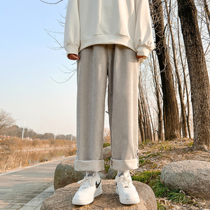 现货2025夏季灯芯绒薄款港风宽松直筒阔腿运动男裤D201-DM92-P40图片